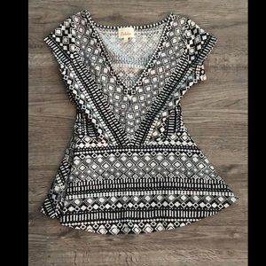 Anthropologie Deep V Flared Top